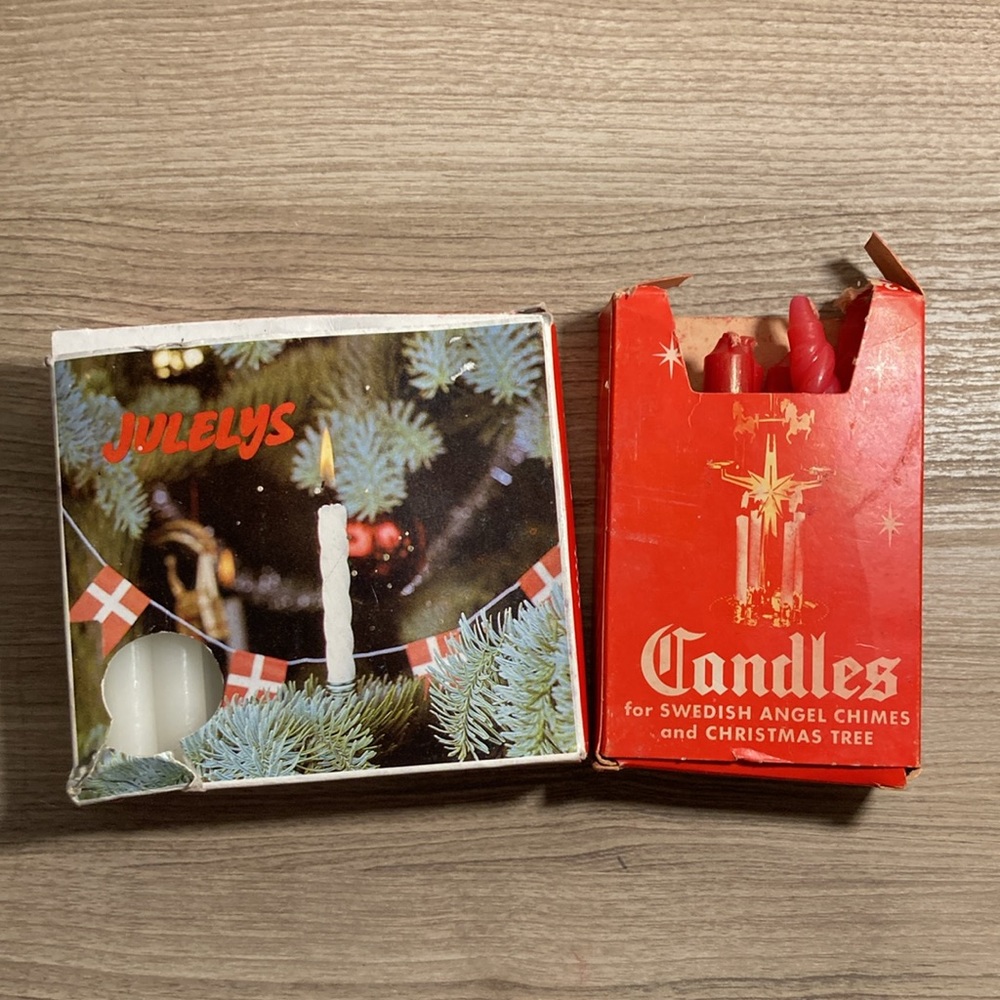 Candles for Swedish angel chimes and Christmas tree
